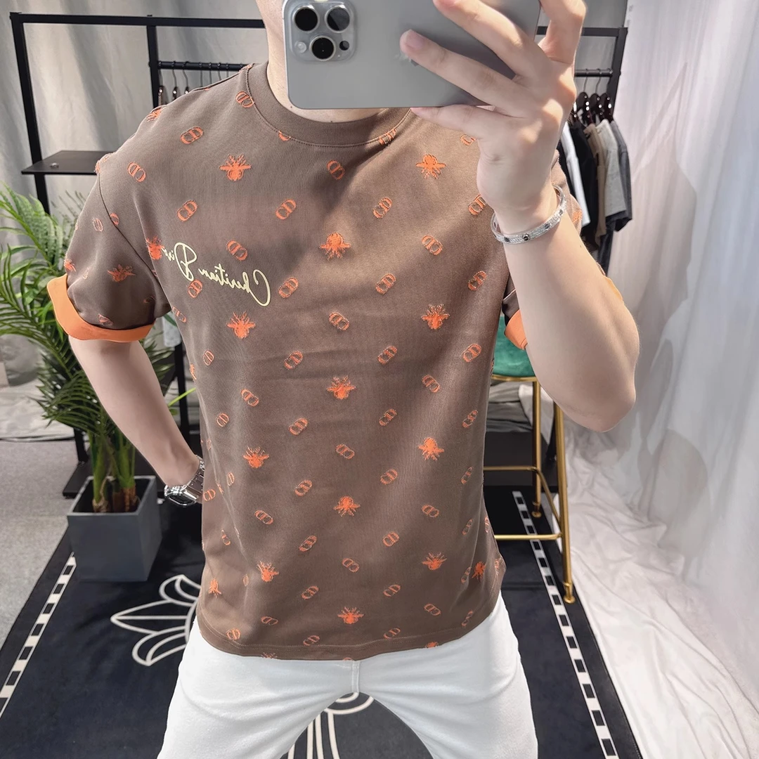 维多利亚夏季潮牌新款设计感短袖t恤男士高端欧货爆款圆领上衣服