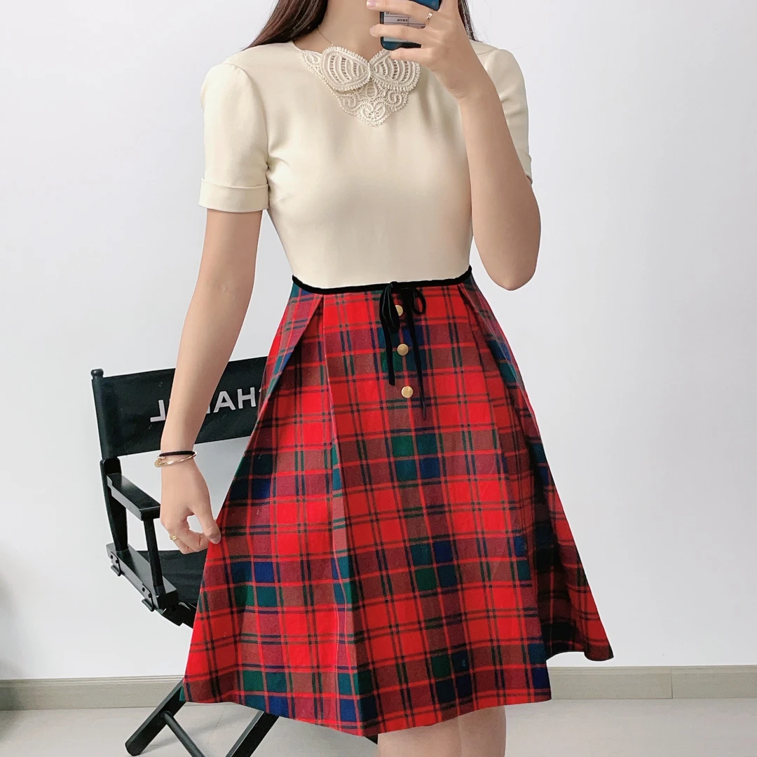 95新 GUCCI/古驰 连衣裙36码红拼白/250830ZXRZY13