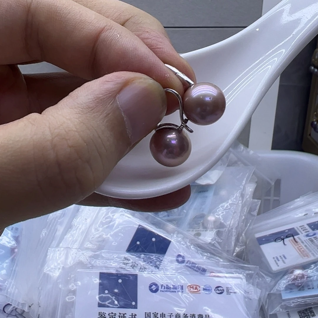 银S925镶嵌耳饰淡水珍珠