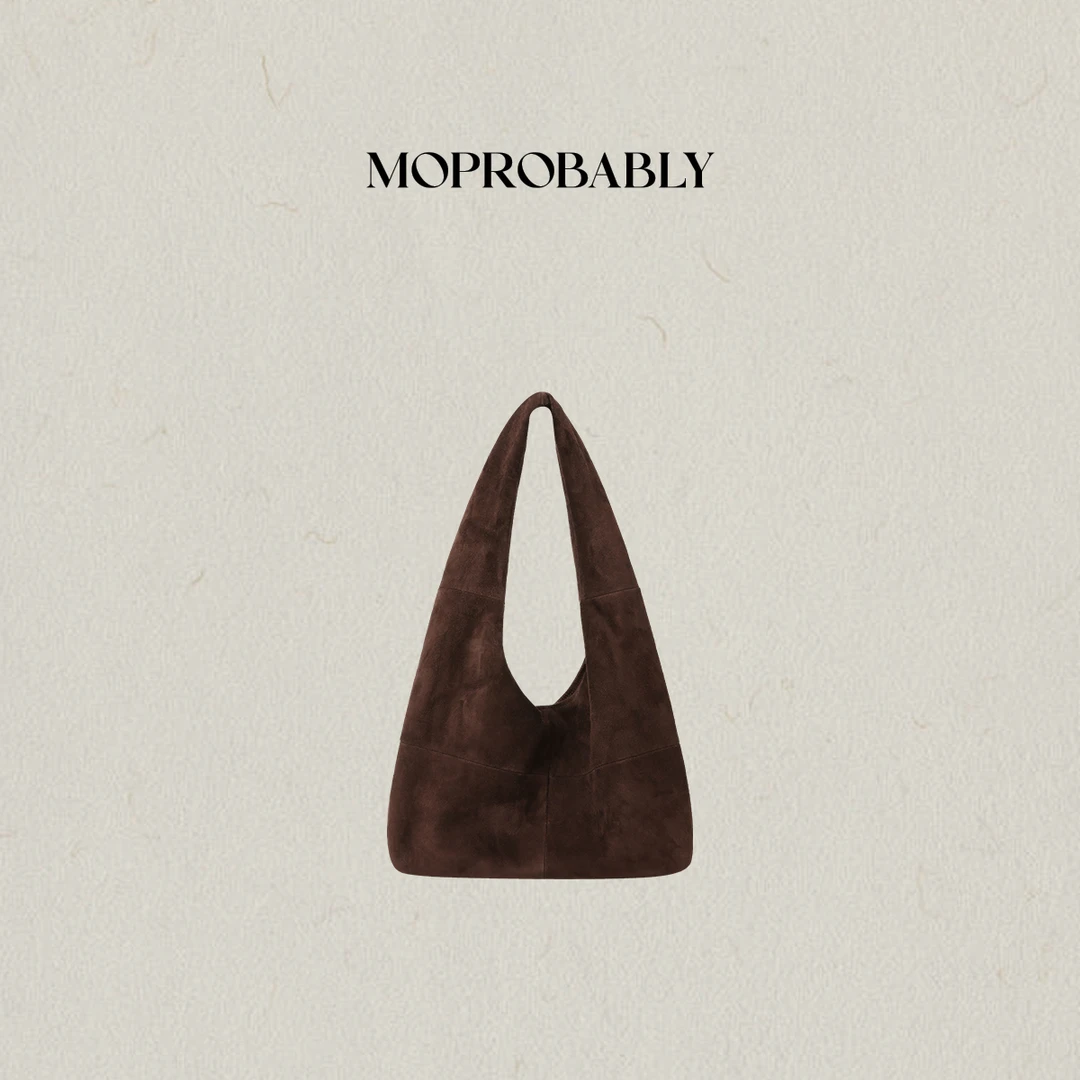 Moprobably李予诺慵懒风复古色系羊皮饺子包真皮单肩包L5038002