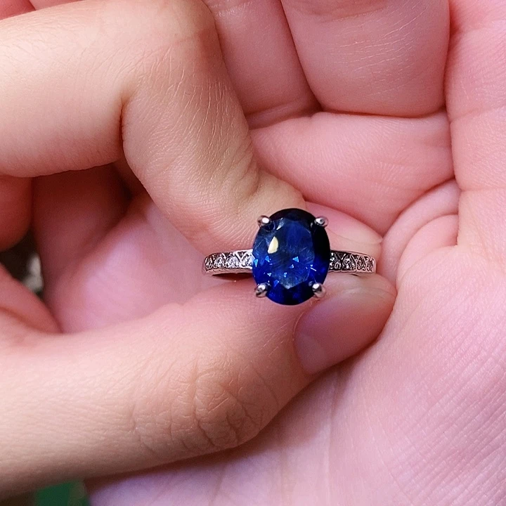 戒指银S925镶嵌蓝宝石