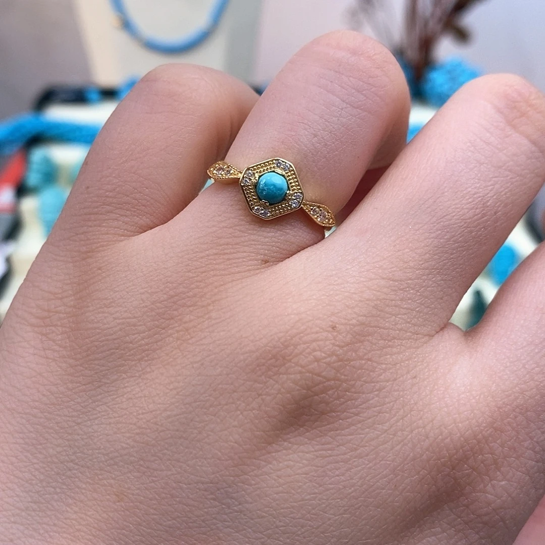 绿松石银S925镶嵌戒指