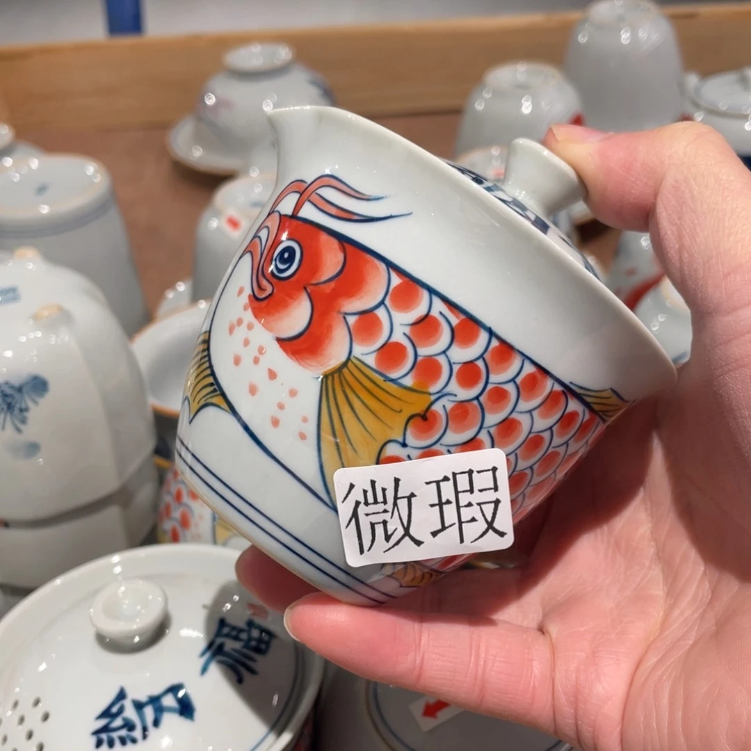 釉下手绘茶具微瑕