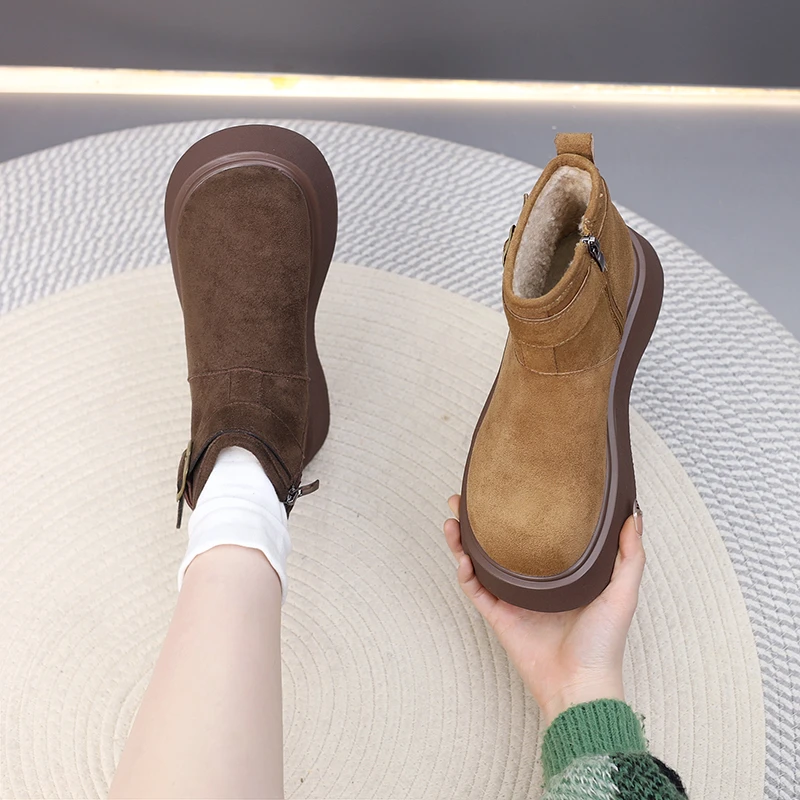 厚底勃肯短靴女2025年秋冬新款复古平底小短靴爆款百搭时尚瘦瘦靴