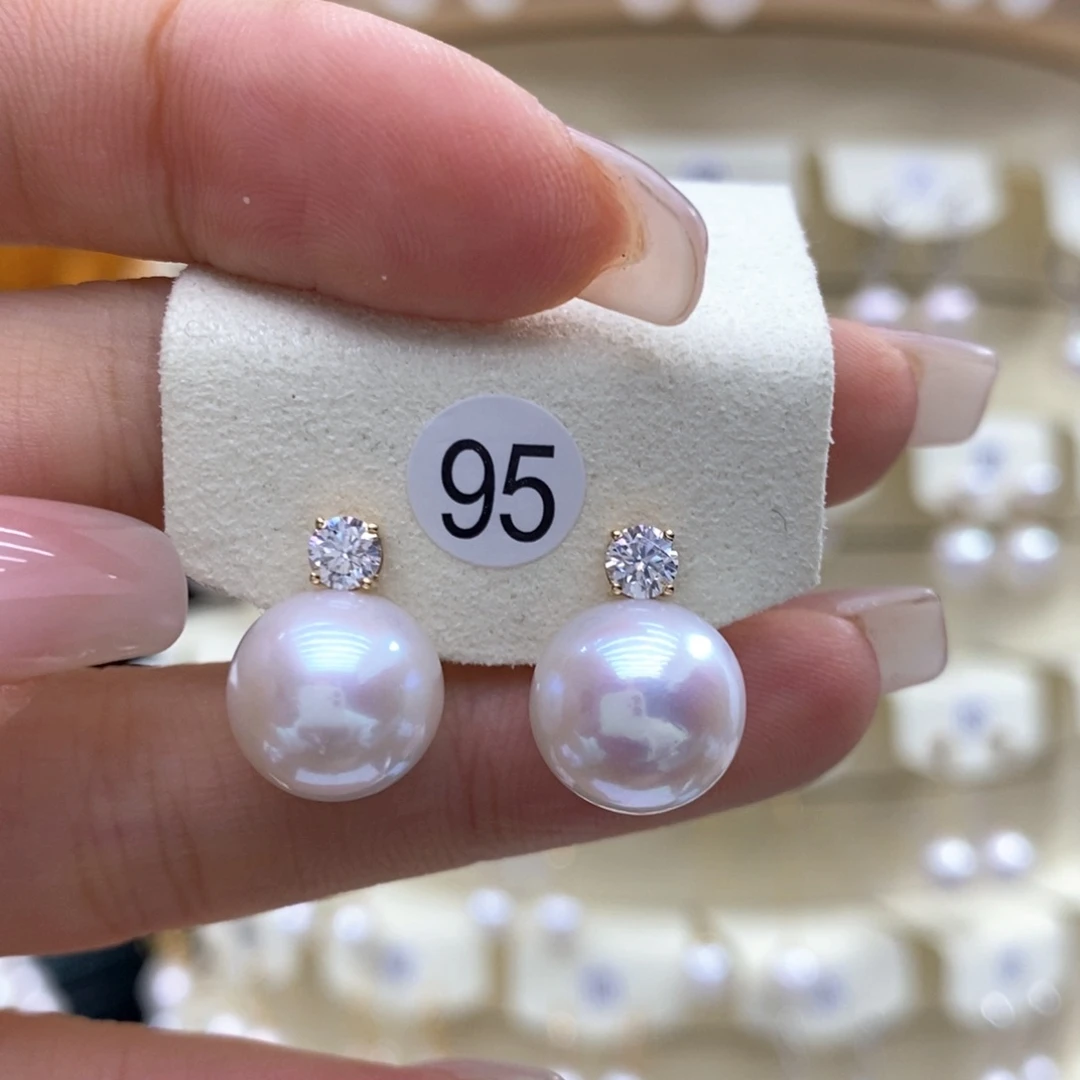 淡水珍珠耳饰18K金镶嵌