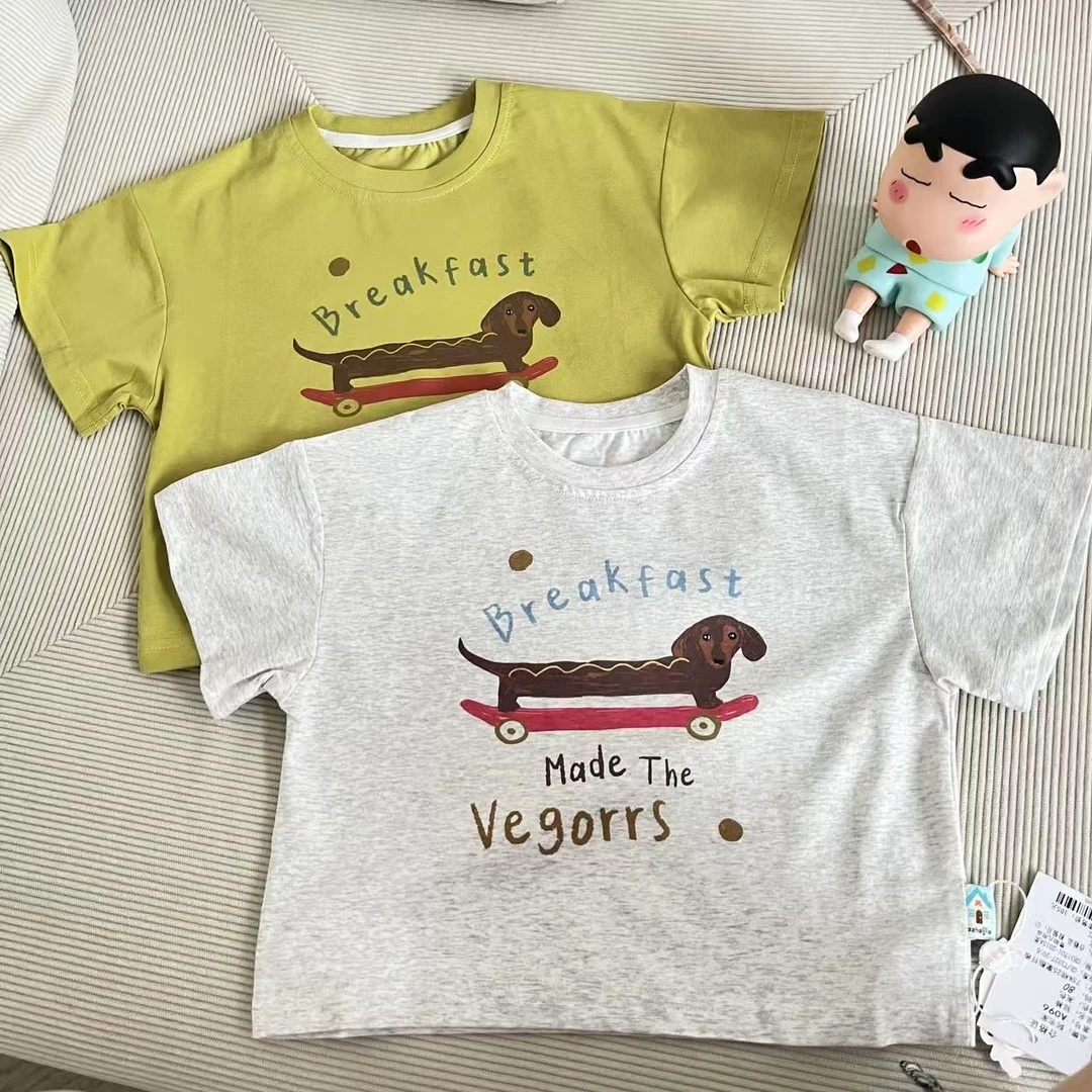 A096-童装男童卡通腊肠狗短袖夏季新款儿童宝宝T恤棉帅气