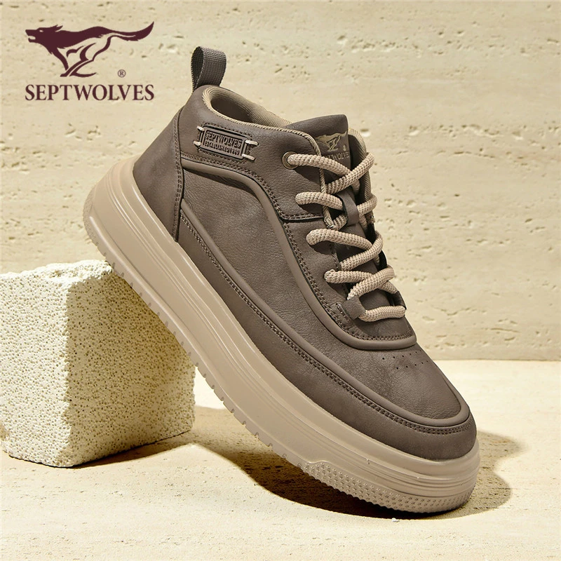 七匹狼男鞋2025新款秋冬复古潮流厚底板鞋男士休闲运动增高马丁靴