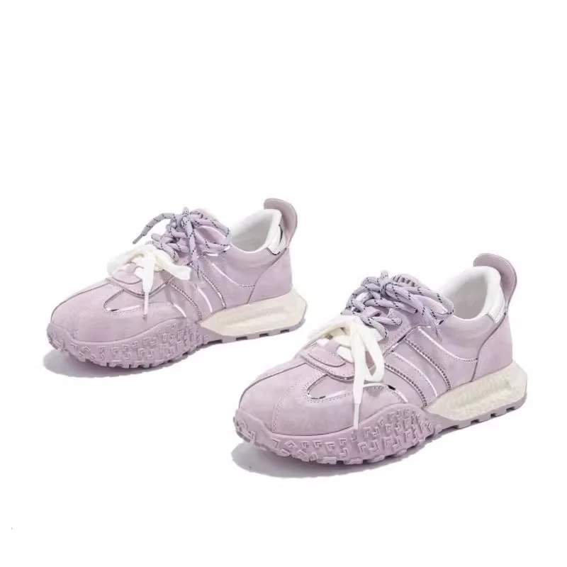 2025春季新款厚底增高系带舒适百搭休闲阿甘鞋双鞋带运动鞋女鞋