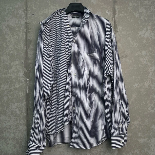未使用 Balenciaga/巴黎世家 M*1/巴黎世家条纹宽松衬衣/17059/JP