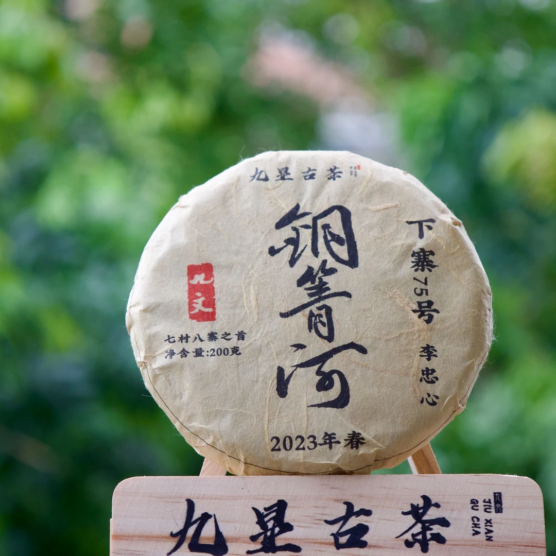 《曼松王子九文》2023年易武铜箐河下寨75号头春头采黄金叶200克/饼