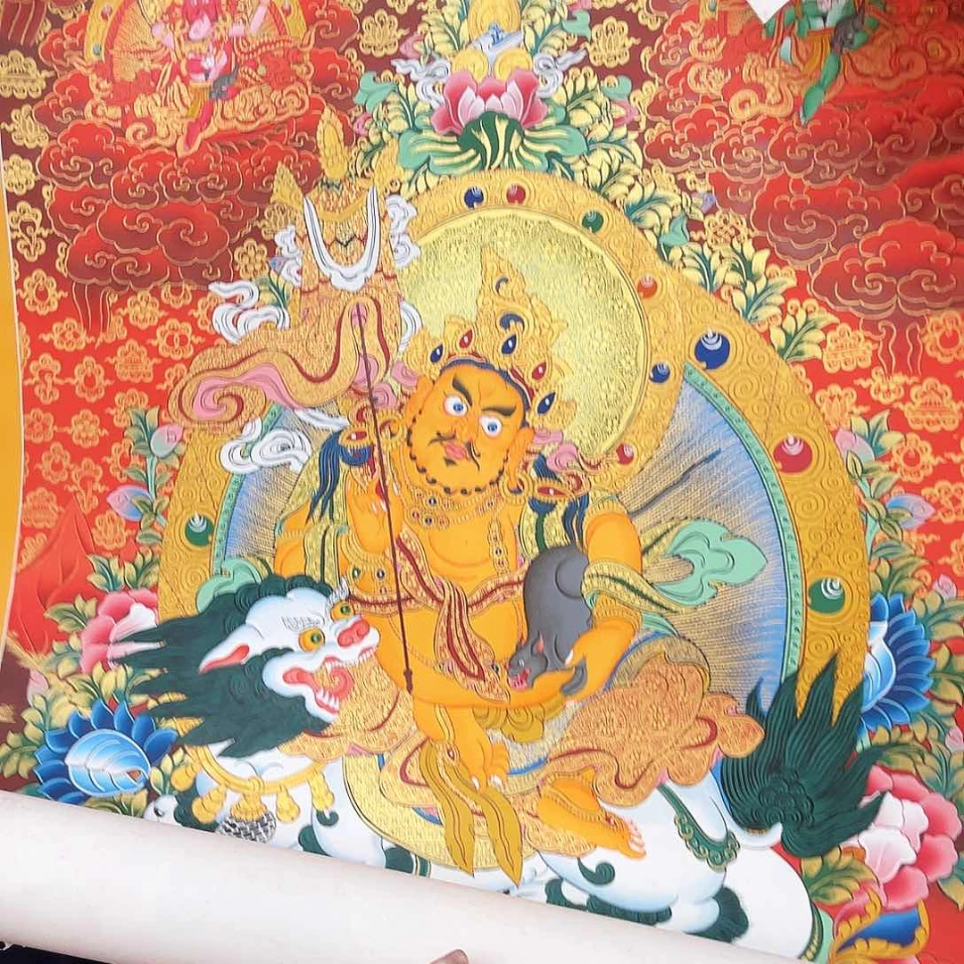 坤***、装裱画尼泊尔手绘唐卡画芯