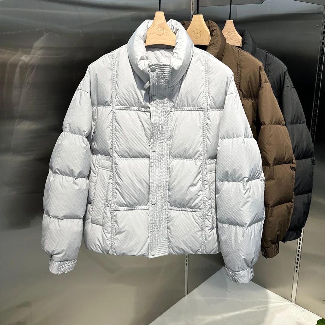 羽绒服男时尚百搭冬季加厚保暖白鸭绒外套男士立领面包服羽绒衣潮