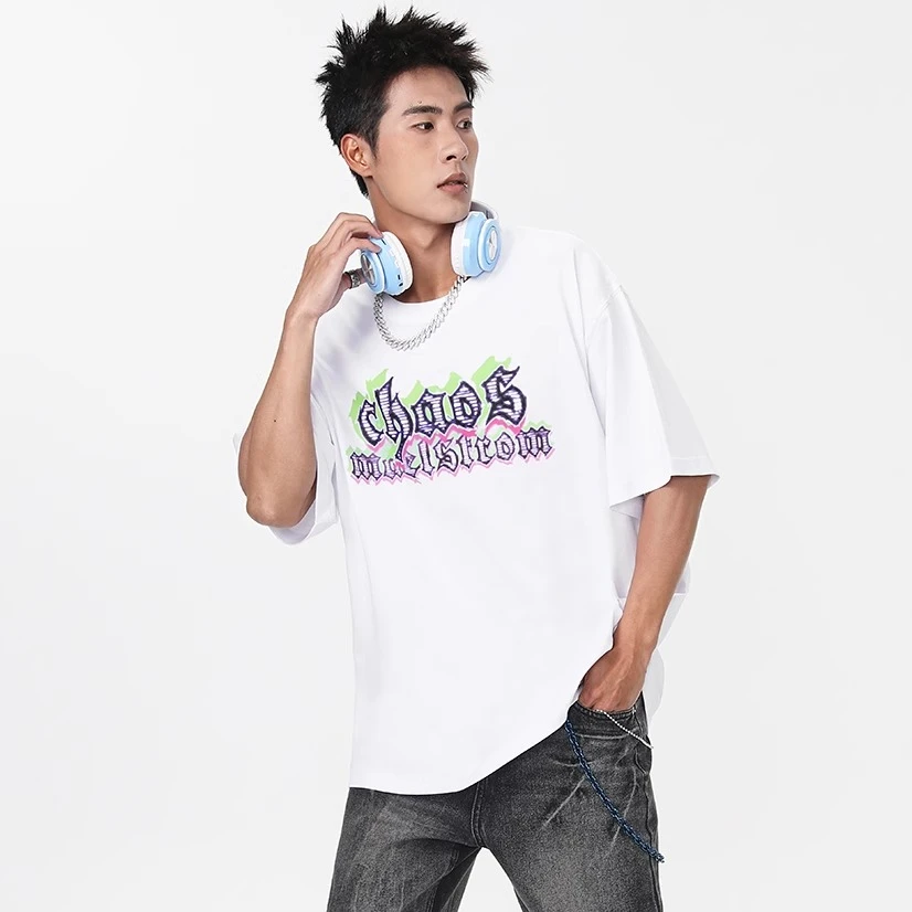 混沌旋涡Chaosmaelstrom纯棉男士短袖潮流印花衣服宽松t恤上衣