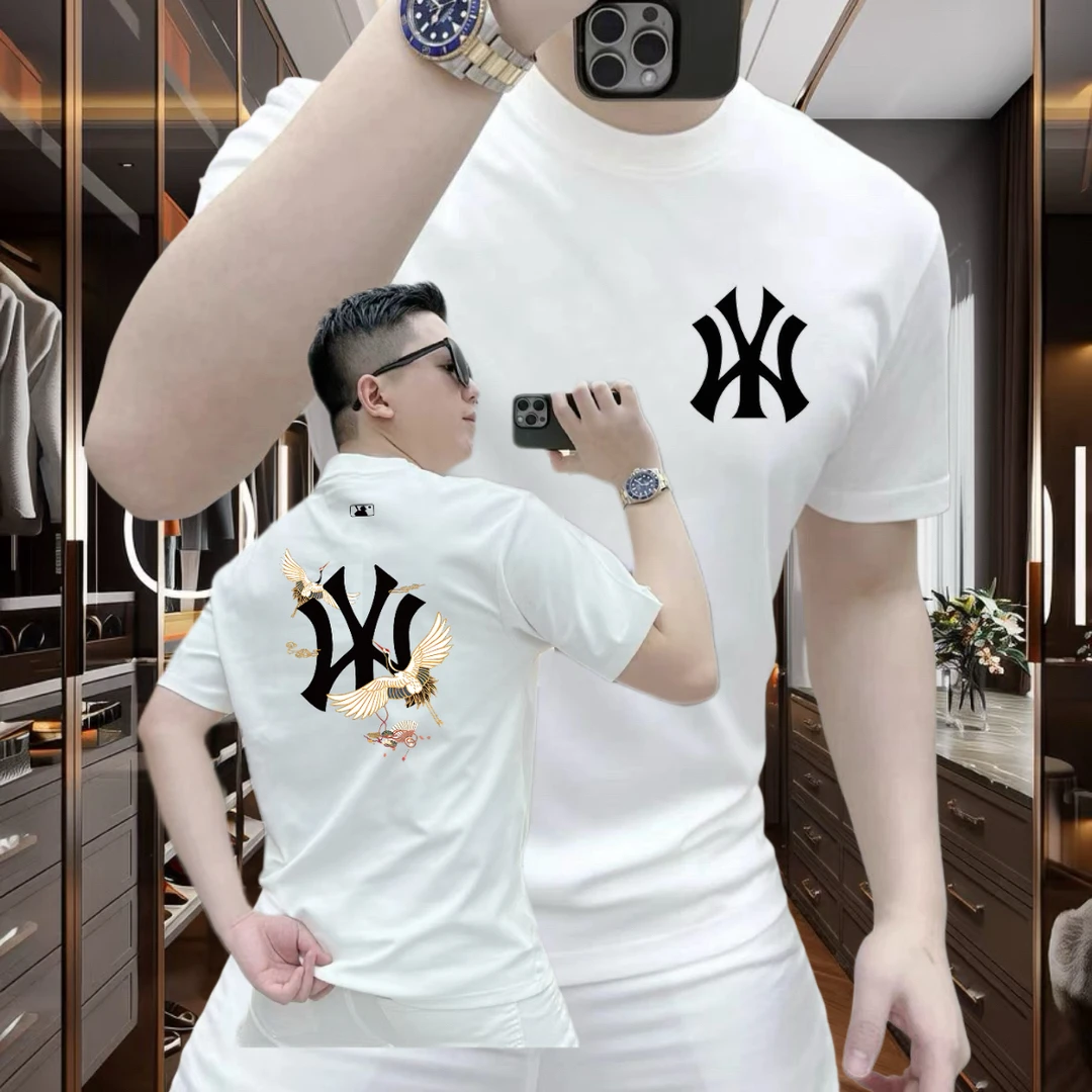 美式痞帅弹力短袖T恤青年男女款夏季ins2025潮牌街头修身百搭上衣