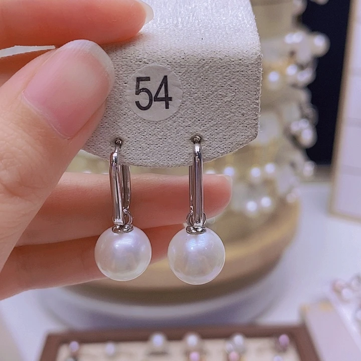 银S925镶嵌淡水珍珠耳饰