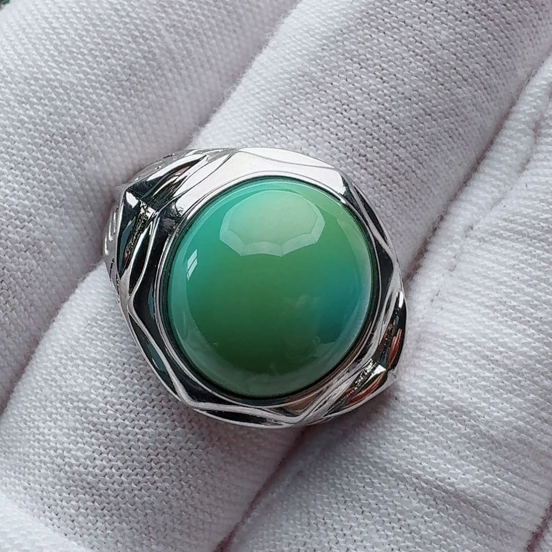 绿松石银S925镶嵌戒指