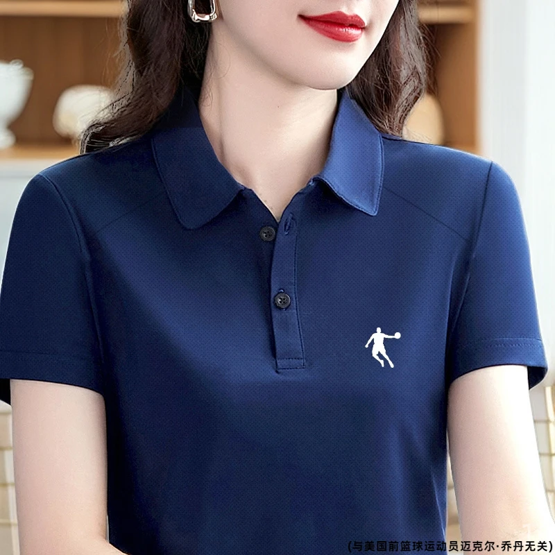 中国乔丹女款Polo衫速干短袖T恤大码时尚翻领上衣女高端领口设计