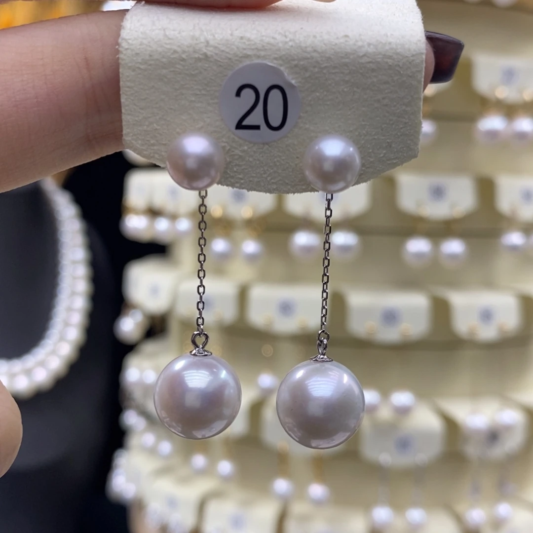 耳饰银S925镶嵌淡水珍珠