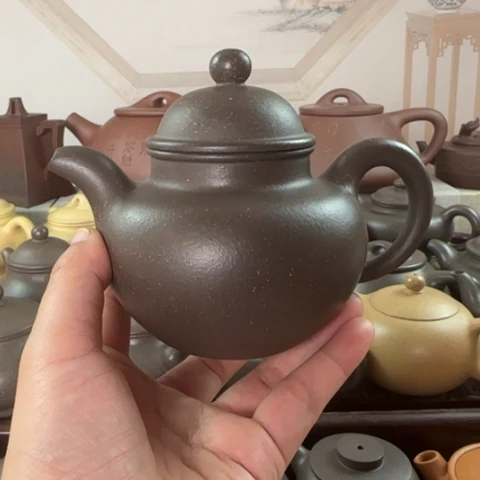 紫砂茶壶梨皮天青300cc