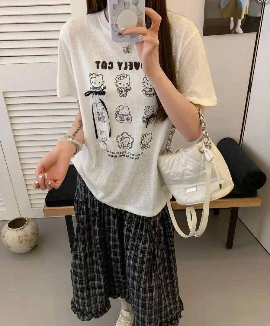 雪姐专属【101-200】夏季休闲百搭刺绣韩版女装短袖卡通时尚ins814