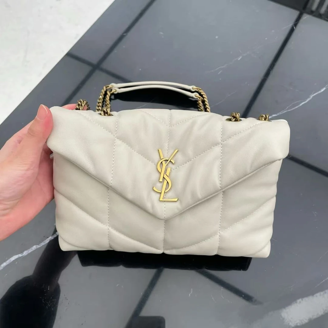 95新 YSL/圣罗兰 坤球奢选 圣罗兰mini白色云朵斜挎包