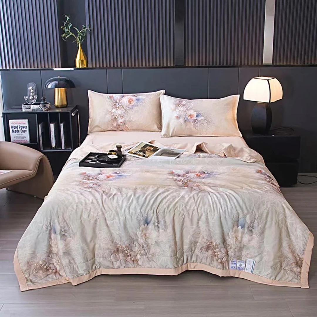 【宠粉福利】轻奢凉感夏凉被单人空调被印花丝滑夏凉被颜色随机