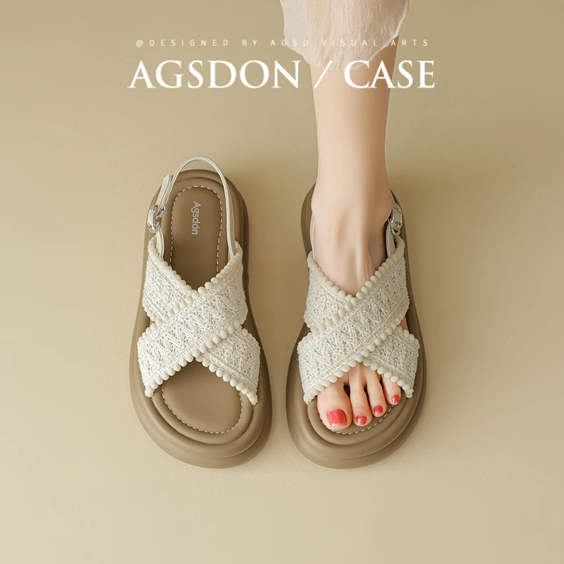 Y奥古狮登厚底凉鞋女夏季外穿2025新款两穿一脚蹬凉拖鞋爆款百搭Y