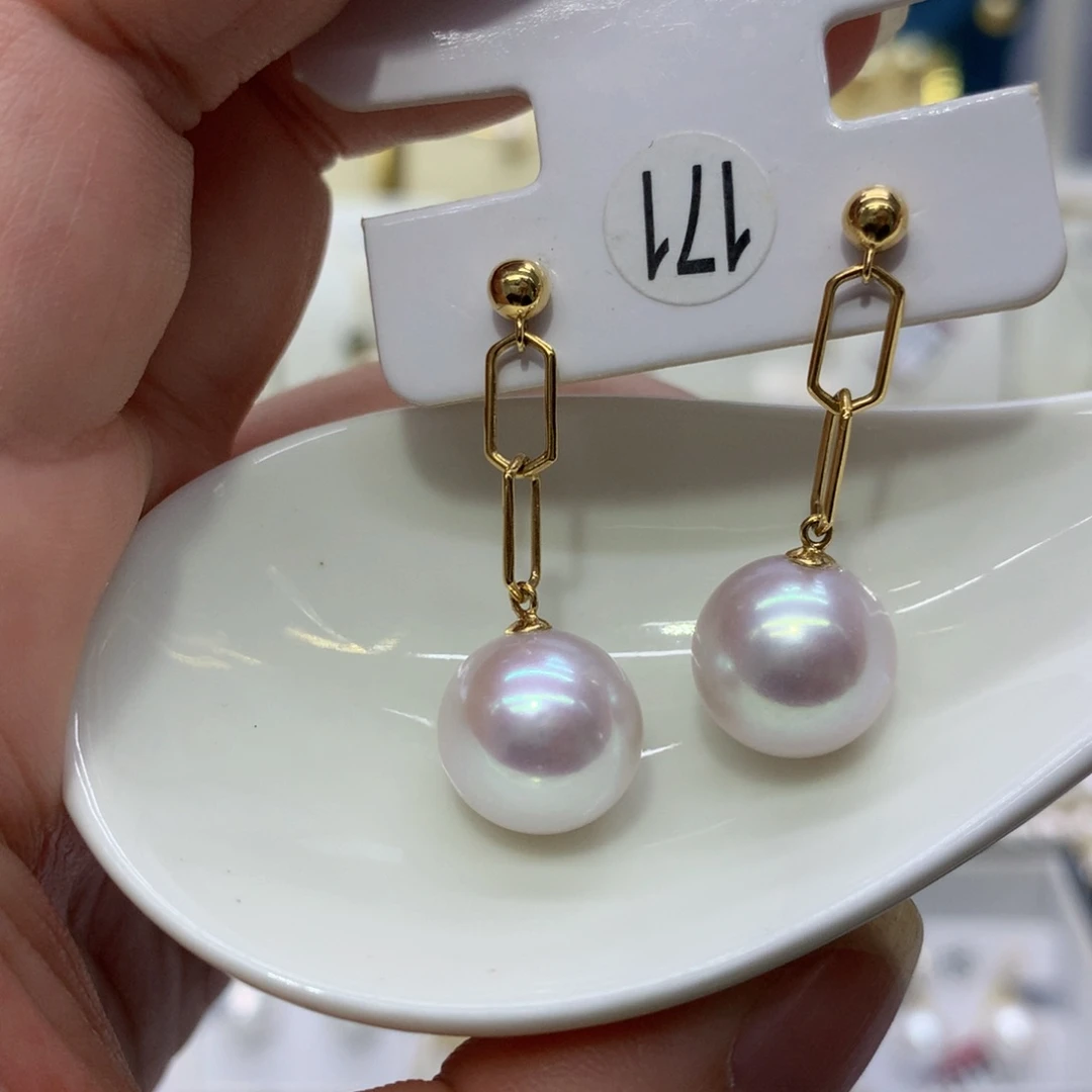 18K金镶嵌淡水珍珠耳饰