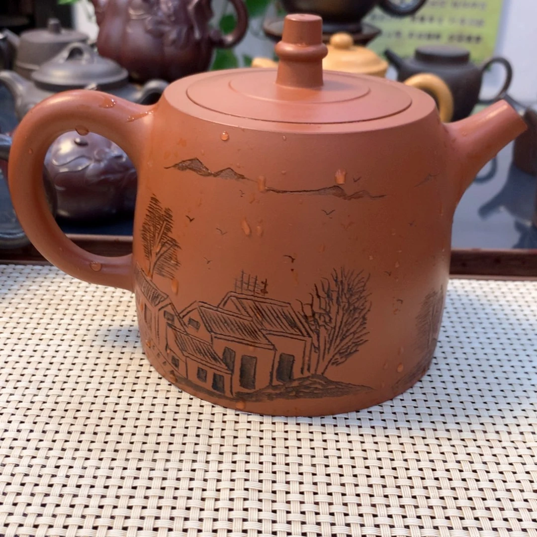 紫砂茶壶宜兴原矿红皮龙700cc