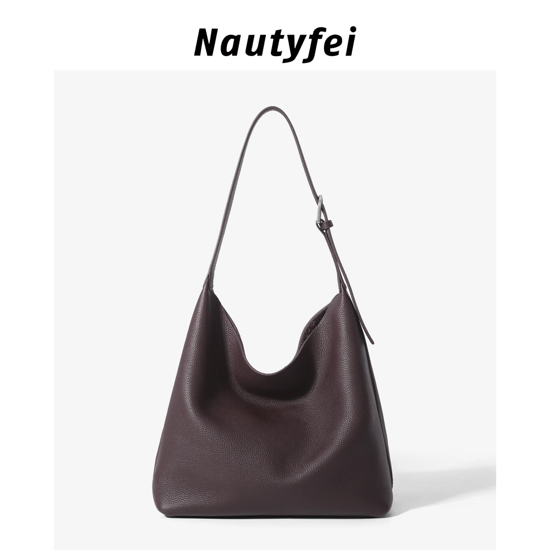 Nautyfei2025秋冬新款头层牛皮托特包斜挎包大容量高级感小众设计