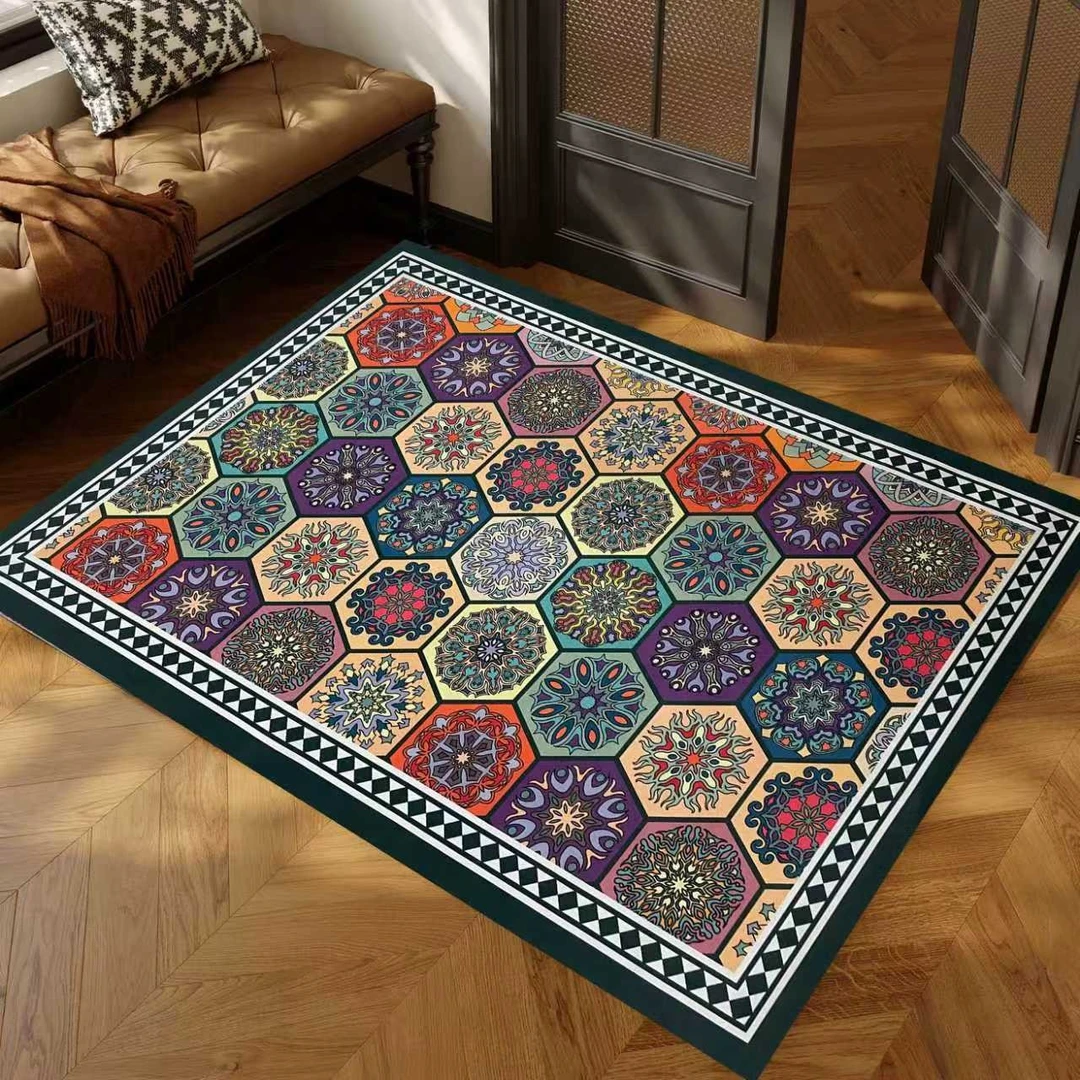 【高端科技绒门口垫】入户门浴室走廊吸水防滑地垫-（绿）伊斯格