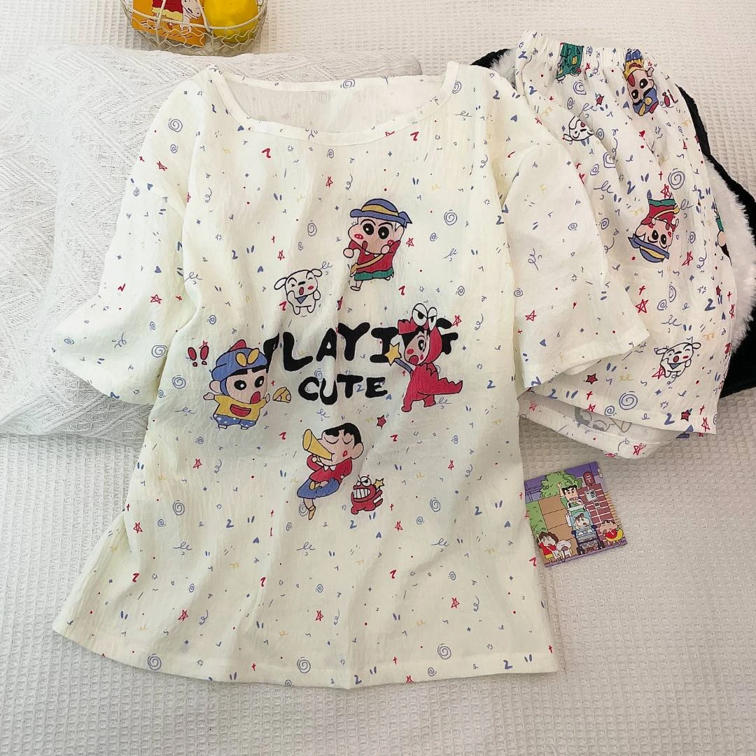 2025新款云朵棉睡衣女夏季卡通可爱可外穿薄款短袖短裤家居服套装