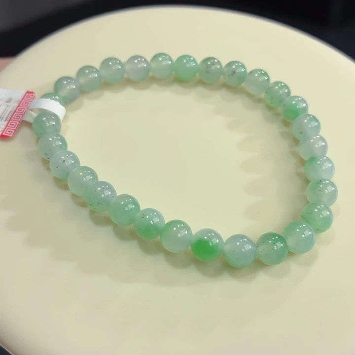 翡翠未镶嵌手链冰胶果绿飘丹青水墨卡6.3