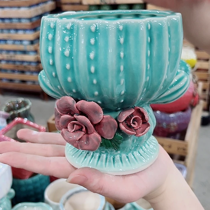 有孔.凑单10元陶瓷花盆发货！