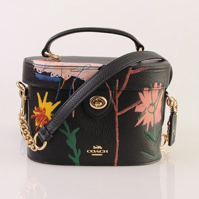 未使用 COACH/蔻驰 蔻驰盒子包化妆包女包女式包复古水桶