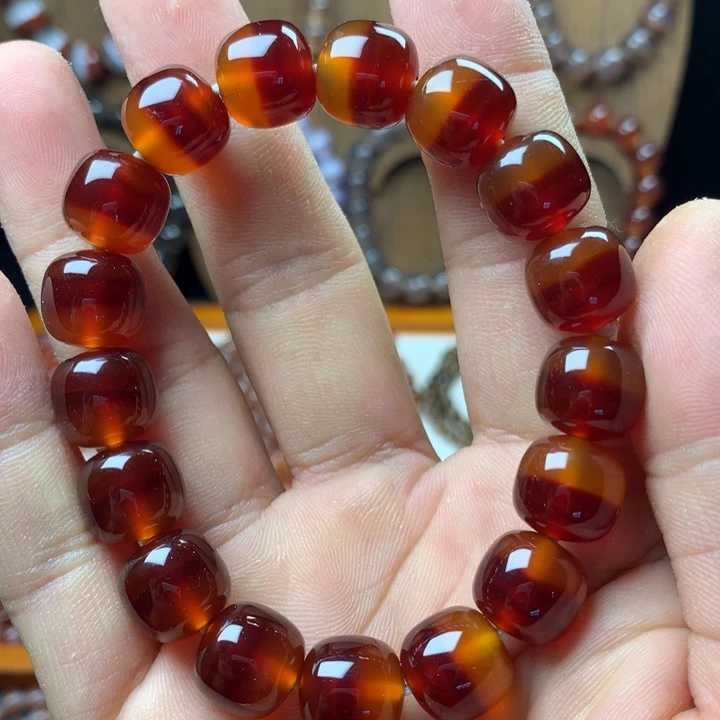 玛瑙/玉髓未镶嵌手链红半盆