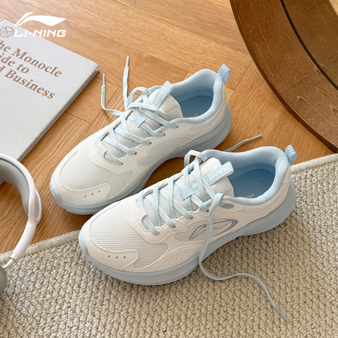 李宁轻风v2跑步鞋女鞋2025秋季新款网布透气蓝色时尚百搭运动鞋女