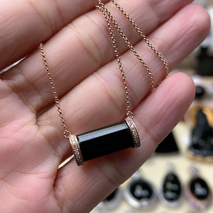 【闪购商品】翡翠套链18K金镶嵌墨翠