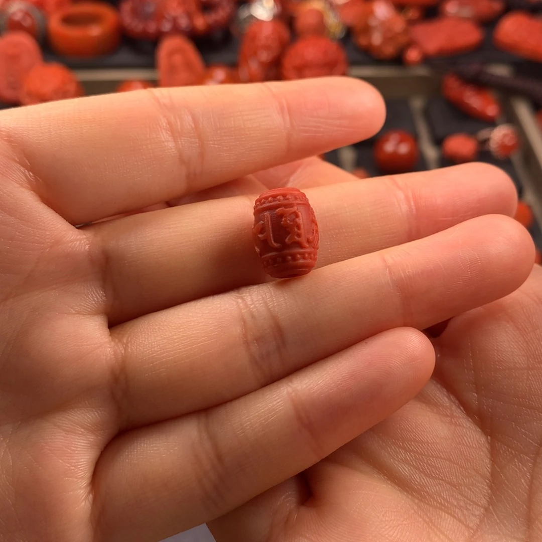 南红玛瑙六字真言桶珠10MM+未镶嵌