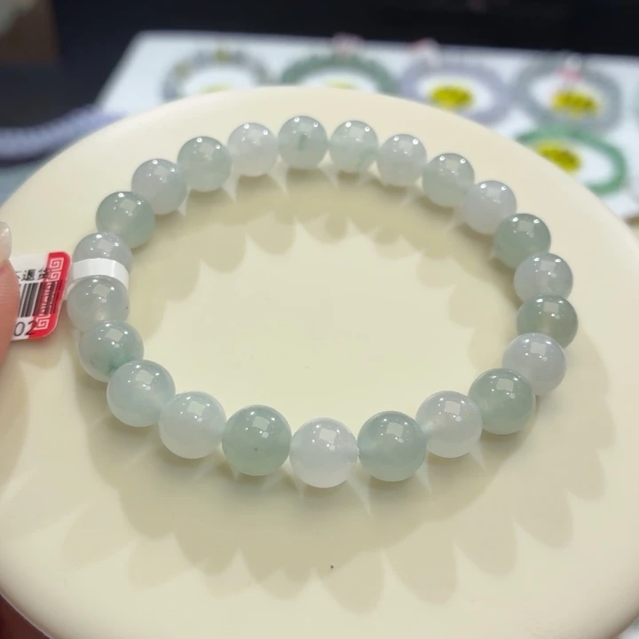 翡翠未镶嵌手链冰胶马卡龙卡8.4