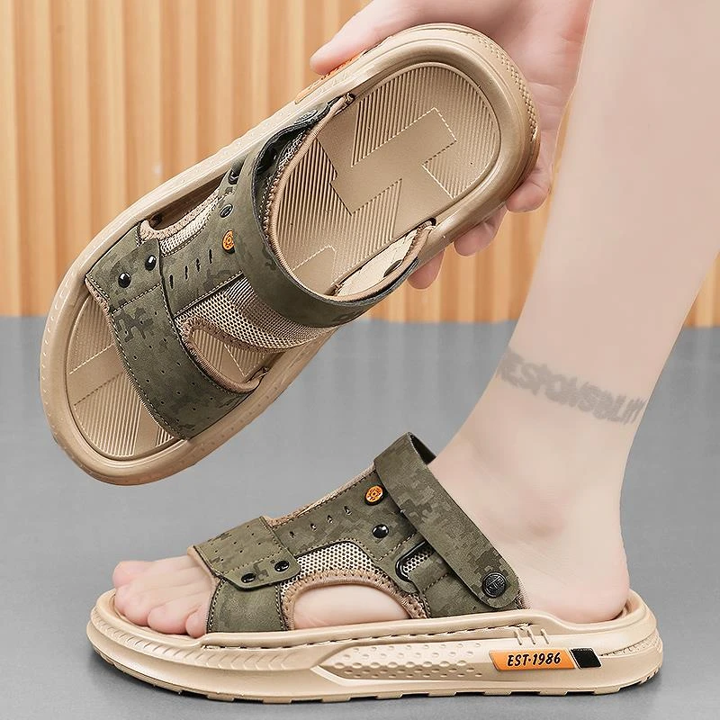 日本HKHY凉鞋男夏季外穿防滑防臭运动软底不累脚开车专用沙滩两用