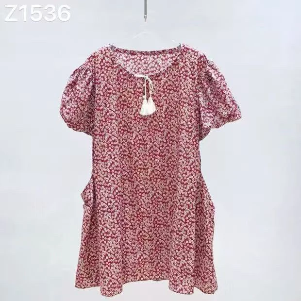 【BAI】夏新款女碎花泡泡袖时尚气质连衣裙1536