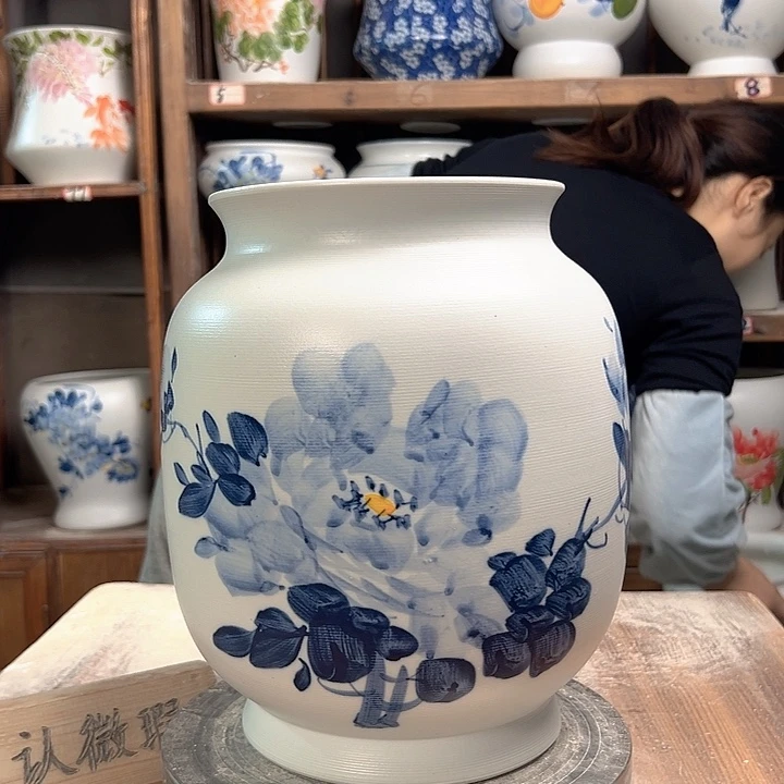 陶冬瓜高27兰兰牡丹陶瓷