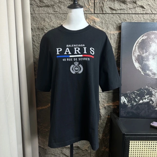 99新 Balenciaga/巴黎世家 胸围58衣长70M码皇冠刺绣上衣短袖衣服