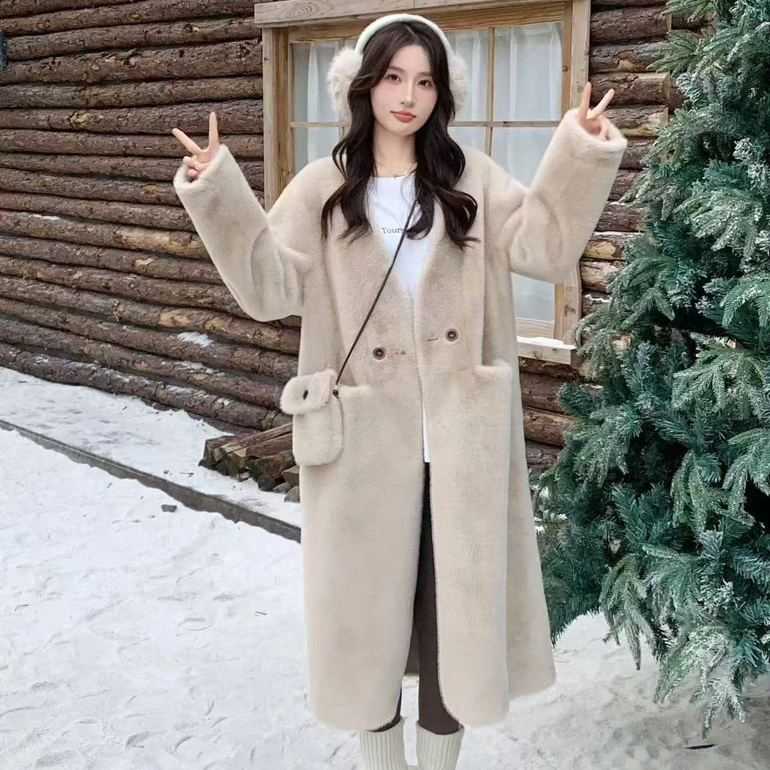 无印心匠纯色~小背袋 简约百搭 皮毛一体 时尚外套 A87200