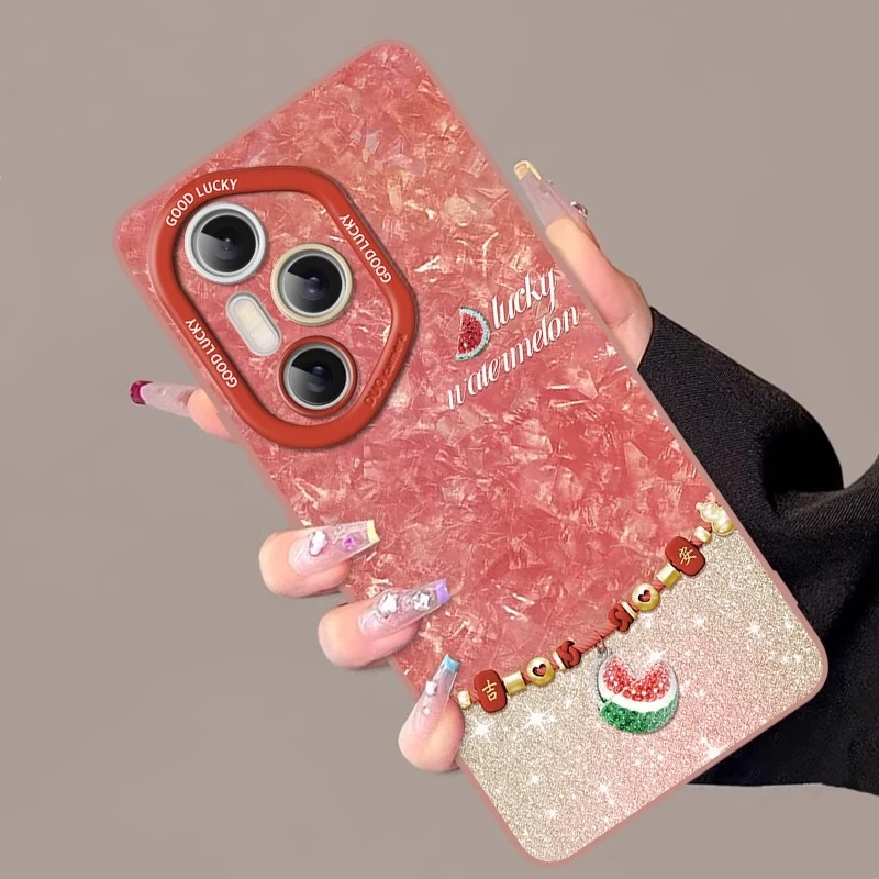 【进口液态硅胶】贝纹幸运西瓜适用荣耀400pro手机壳honor300新款女
