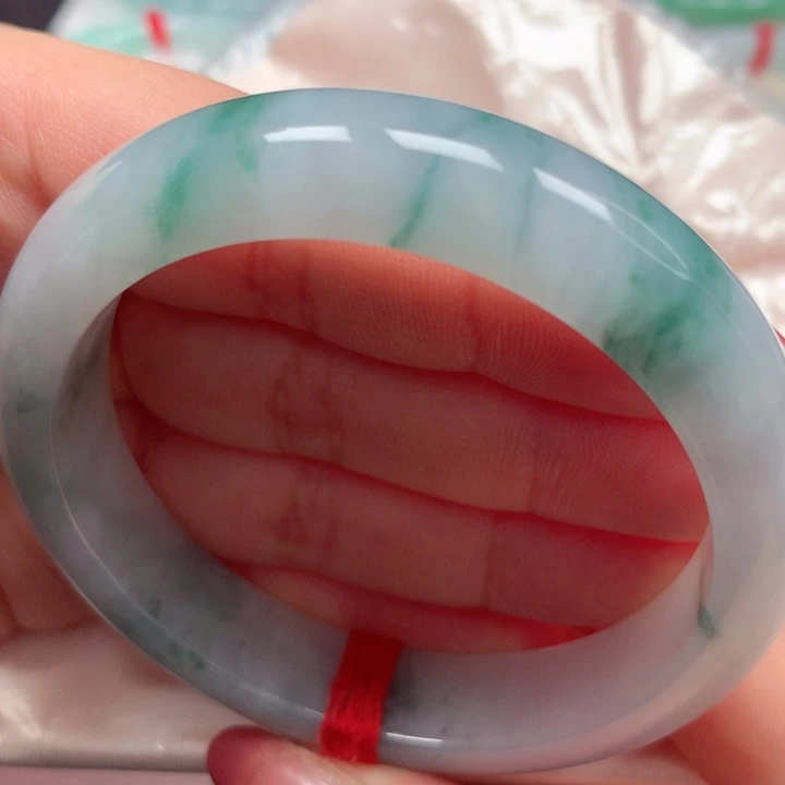 翡翠手镯未镶嵌冰胶蓝花3