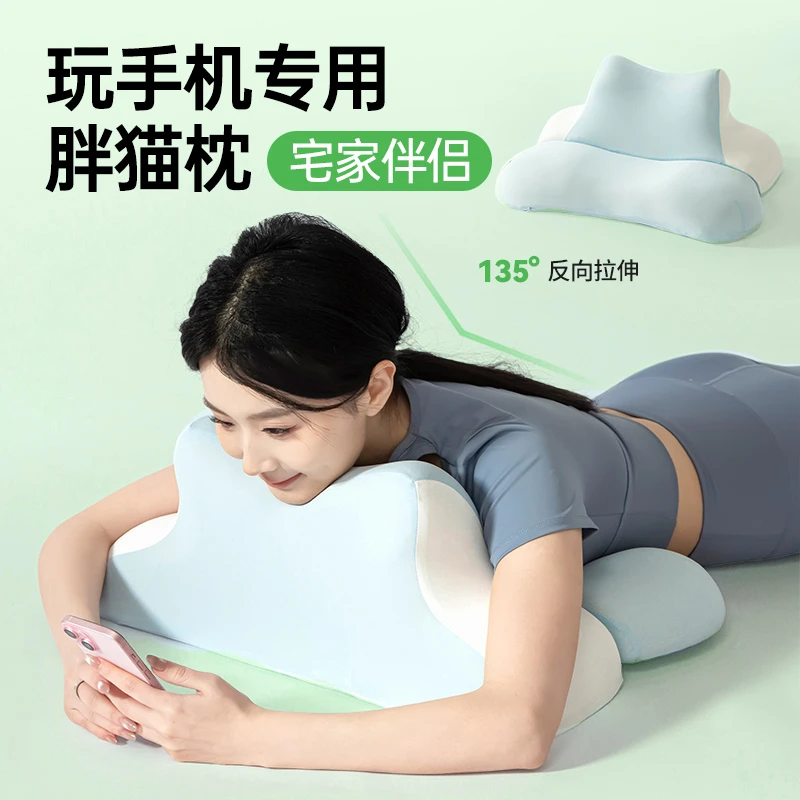 舞梦胖猫趴枕夜猫枕靠枕刷剧玩手机抱枕二合一家用床上办公趴枕