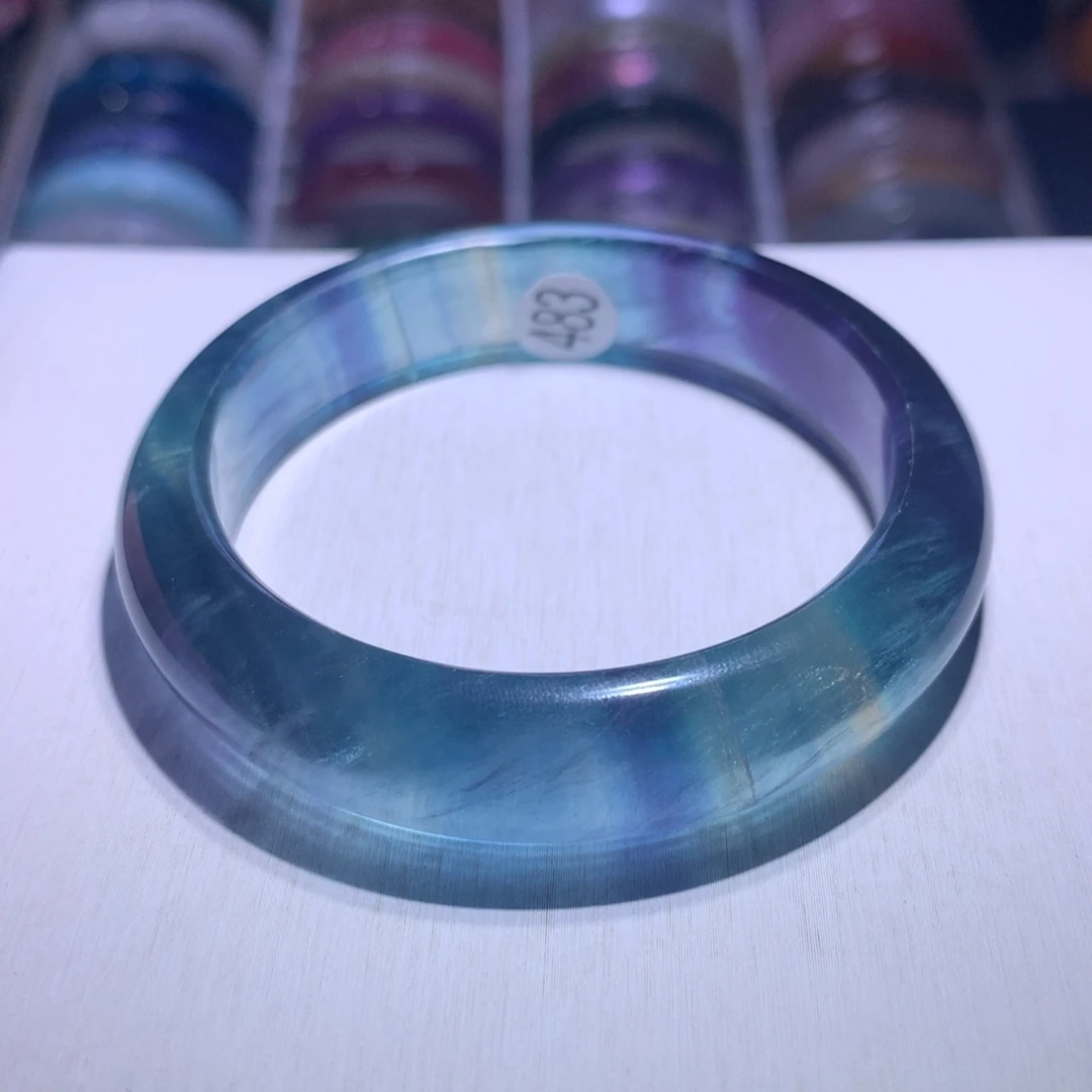 银S925镶嵌水晶手镯萤石54.1圈483