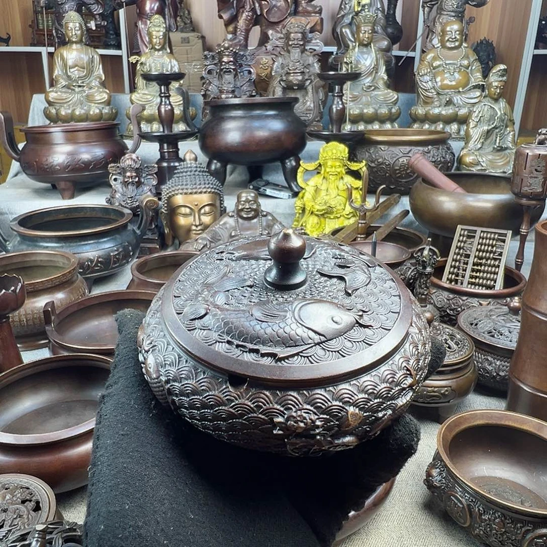 昵***置铜香炉铜摆件铜工艺品风水摆件